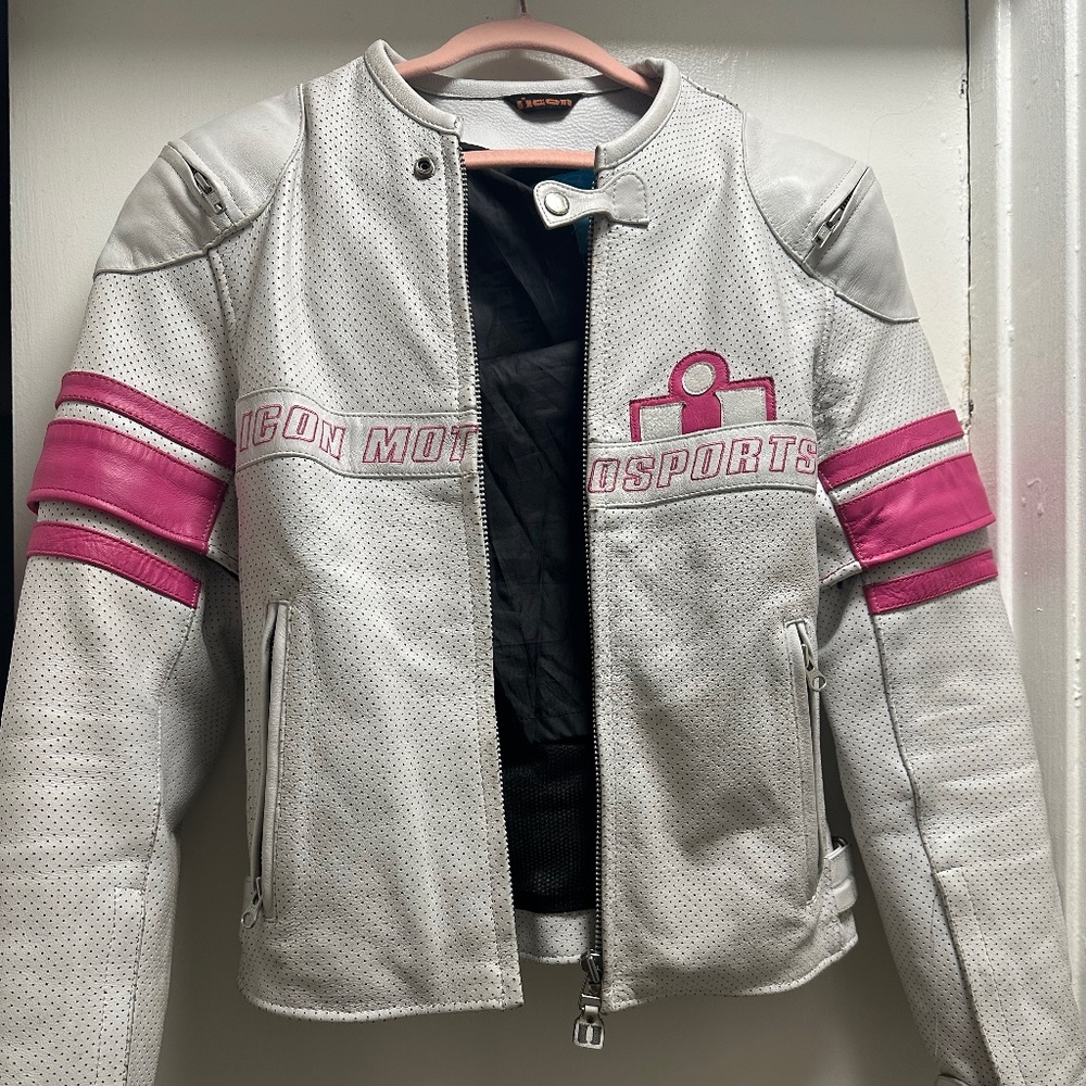 Icon women’s leather motorcycle jacket
